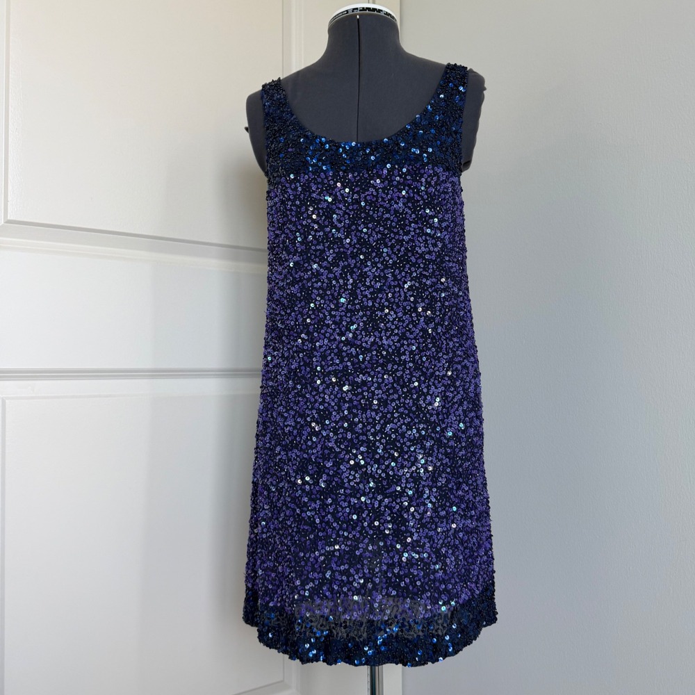 Vintage Y2K French Connection Purple Sequin Mini Dress